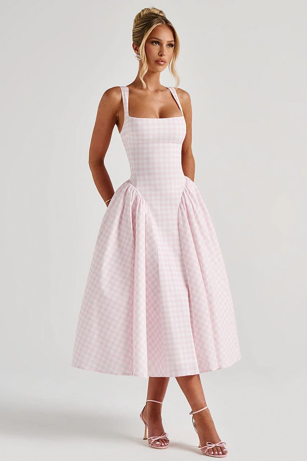 vestido-rosa-midi-vintage-xadrez vestido-rosa-midi-vintage-xadrez